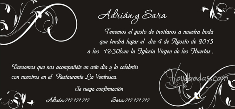 Invitación de boda Ref.22705 Impresión GRATIS 