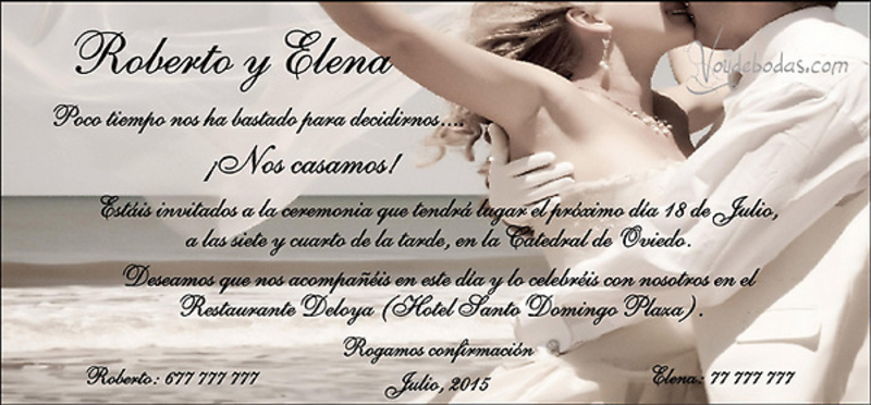 Invitación de boda Ref.22706 Impresión GRATIS 