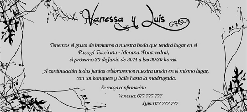 Invitación de boda Ref.22711 Impresión GRATIS 