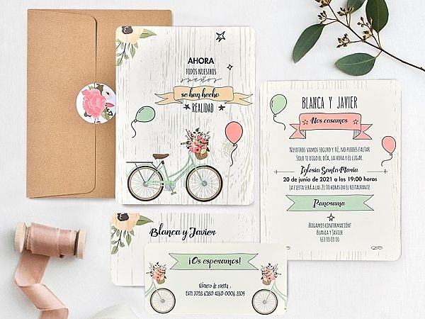 Invitación de boda bicycle 39737 