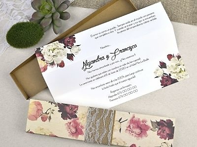 Invitación de boda caja flores 