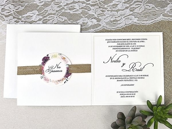 Invitación de boda cardnovel 39622 