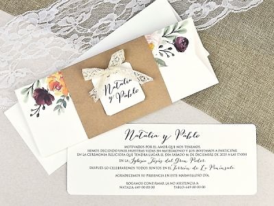 Invitación de boda detalles acuarela 39637 