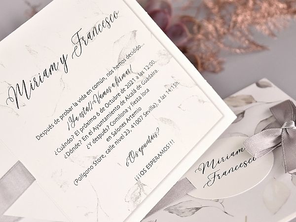 Invitación de boda hojas 39729 