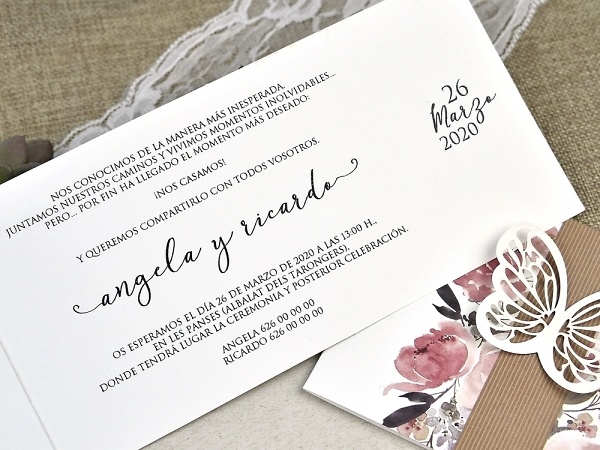 Invitación de boda mariposa 39611 