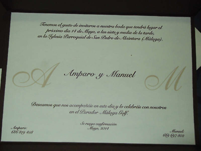 Invitación de boda marrón Ref.10018 Impresión GRATIS 
