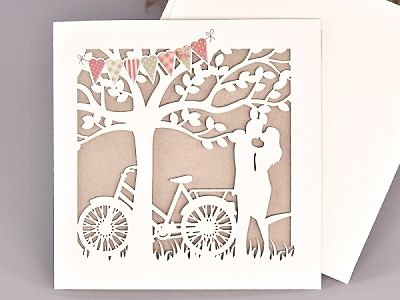 Invitación de boda novios bicicleta vintage 39733 