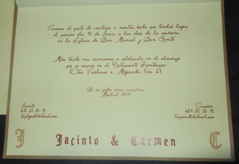 Invitación de boda pergamino Ref.40003 - Impresión GRATIS 