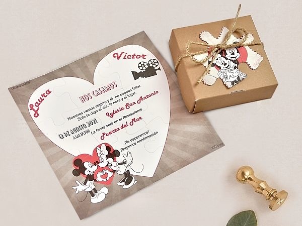 Invitación de boda puzzle Disney 39738 