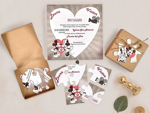 Invitación de boda puzzle Disney 39738 