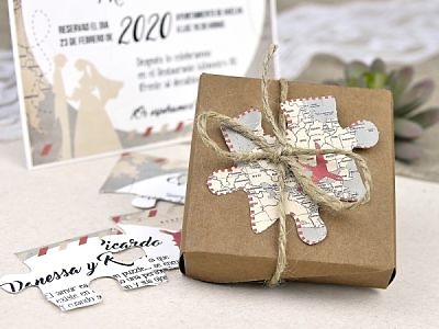 Invitación de boda puzzle del mundo 39639 