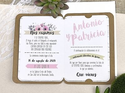 Invitación de boda romántica 39606 