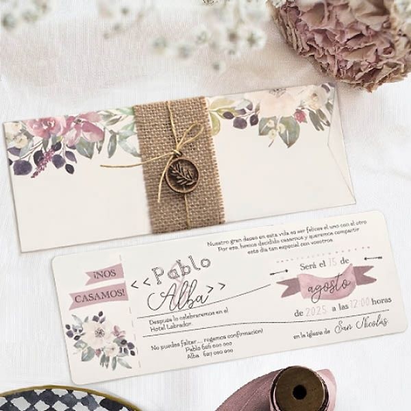 Invitación de boda vintage 39805 