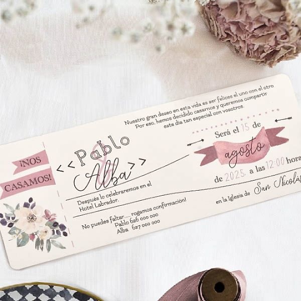 Invitación de boda vintage 39805 