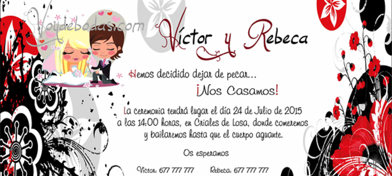 Invitación novios Ref.22702 Impresión GRATIS 