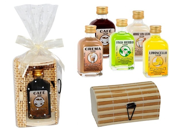 Licor frasca mini y caja 