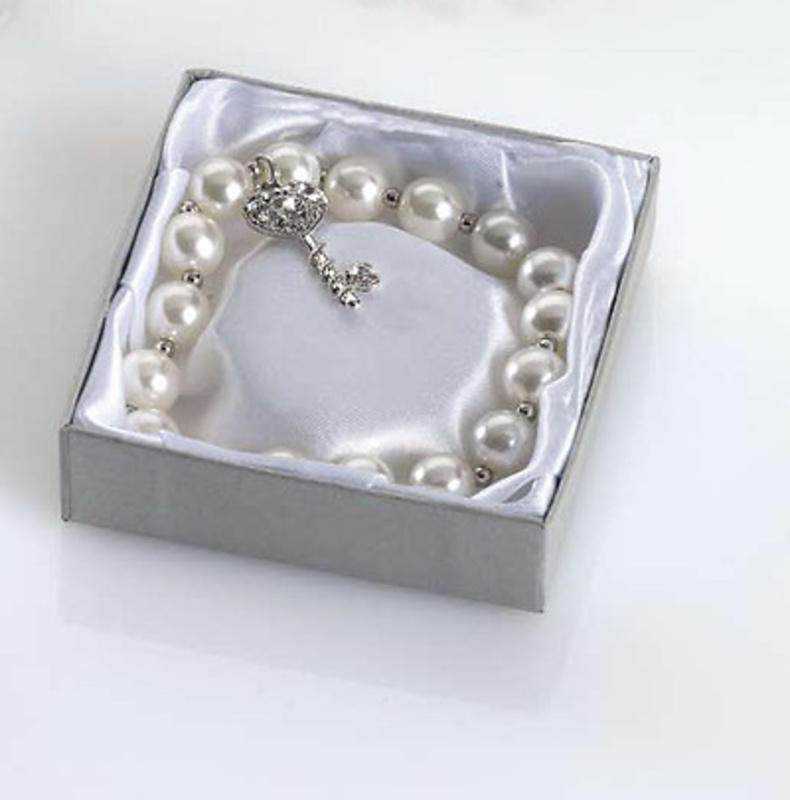 Pulsera perlas blanca y colgante llave REf.176 Etiquetas GRATIS 