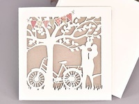 Invitación de boda novios bicicleta vintage 39733