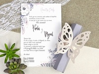 Invitación de boda pergamino mariposa 39619