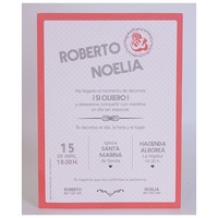 Invitación de boda topos rojos 100702