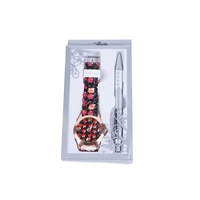  Reloj floral en caja regalo y bolígrafo