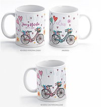  Taza desayuno bicicleta corazones 